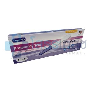 LONGMED PREGNANCY TEST MIDSTREAM 1 TEST.(ที่ตรวจตั้งครรภ์แบบปัสสาวะผ่าน)